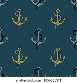 Ship anchor seamless pattern. Original design for print or digital media.
