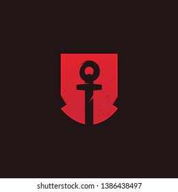 Ship anchor and shield logo icon
