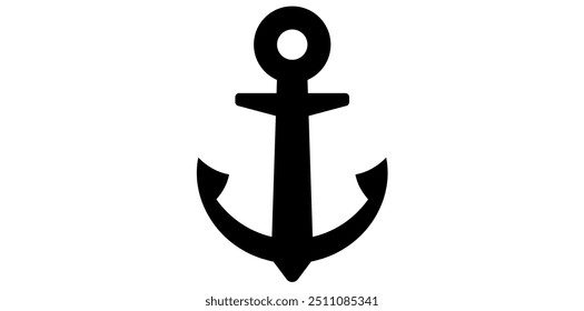 Ship Anchor Silhouette Sign Icon Isolated On White Background.