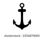 Ship anchor silhouette vector art white background