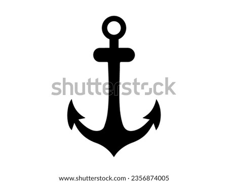 Ship anchor silhouette vector art white background