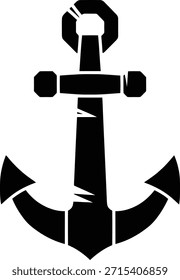 Ship anchor silhouette vector illustration for nautical marine and sailor tattoo designs.