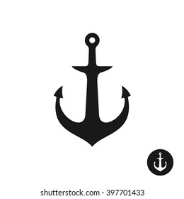 Ship anchor simple black one piece silhouette. Marine symbol.