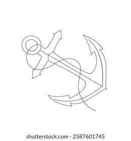 Ship anchor single-line art elegantly captures the strength and stability of an anchor, using a continuous line to symbolize steadfastness and security.