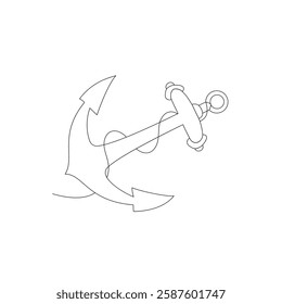 Ship anchor single-line art elegantly captures the strength and stability of an anchor, using a continuous line to symbolize steadfastness and security.