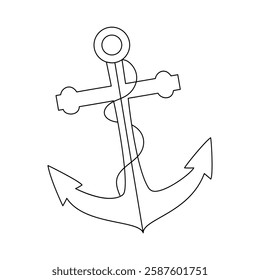 Ship anchor single-line art elegantly captures the strength and stability of an anchor, using a continuous line to symbolize steadfastness and security.