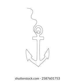 Ship anchor single-line art elegantly captures the strength and stability of an anchor, using a continuous line to symbolize steadfastness and security.