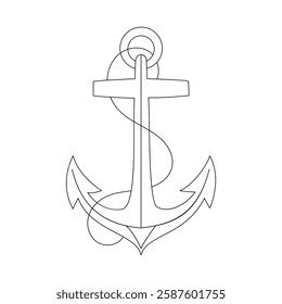 Ship anchor single-line art elegantly captures the strength and stability of an anchor, using a continuous line to symbolize steadfastness and security.