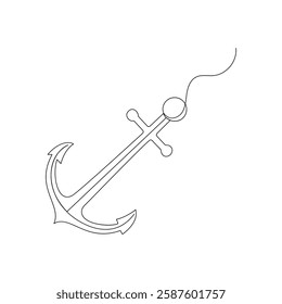 Ship anchor single-line art elegantly captures the strength and stability of an anchor, using a continuous line to symbolize steadfastness and security.