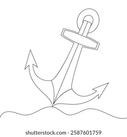 Ship anchor single-line art elegantly captures the strength and stability of an anchor, using a continuous line to symbolize steadfastness and security.