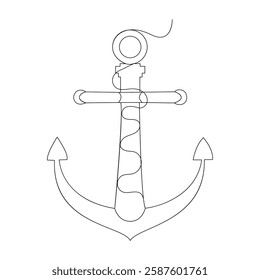 Ship anchor single-line art elegantly captures the strength and stability of an anchor, using a continuous line to symbolize steadfastness and security.