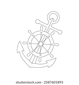 Ship anchor single-line art elegantly captures the strength and stability of an anchor, using a continuous line to symbolize steadfastness and security.