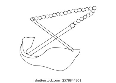 Ship anchor split Continuous one line art drawing  with rope vector logo and illustration template
