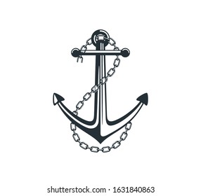 ship anchor with steel chain vector graphic design for logo and illustration template