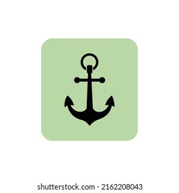 Ship Anchor Vector Icon In Green Background, Icon For Web Design