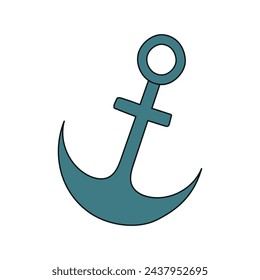 Ship anchor. Vector illustration in doodle style. Isolated on white background