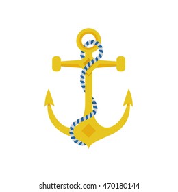 Ship anchor vector illustration. Marine icon isolated on white background. Nautical equipment.