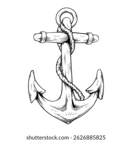 ship anchor vector line art drawing illustration