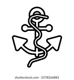 Ship Anchor Vector Line Icon Design