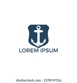 Ship Anchor vector logo design. Vector illustration for marine and heraldry design. Nautical Anchor vector logo design.