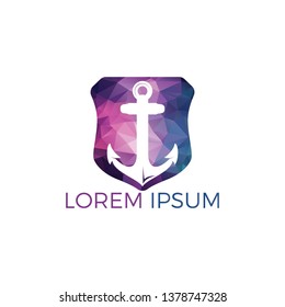 Ship Anchor vector logo design. Vector illustration for marine and heraldry design. Nautical Anchor vector logo design.