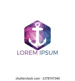 Ship Anchor vector logo design. Vector illustration for marine and heraldry design. Nautical Anchor vector logo design.