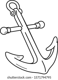 Ship anchor. Vector outline icon.