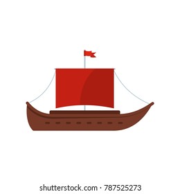 Ship ancient icon. Flat illustration of ship ancient vector icon isolated on white background