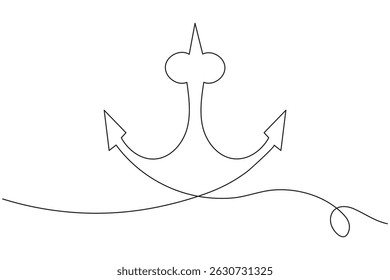 Ship ancor continuous single line art concept outline vector illustration