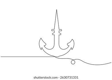 Ship ancor continuous single line art concept outline vector illustration