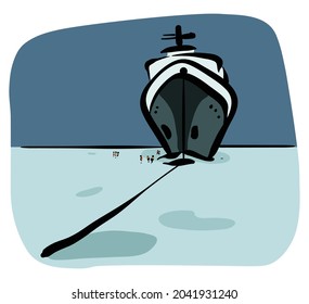 Ship in Antarctica vector illustration isolated