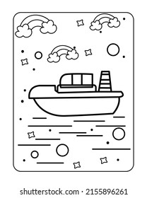 ship Baby toy coloring page, kids coloring page, toy line art design,