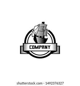 Ship Badge Logo Design Vector