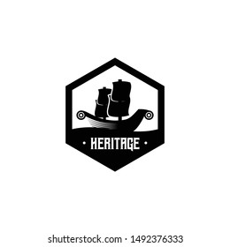 Ship Badge Logo Design Vector