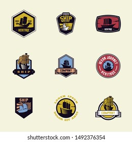 Ship Badge Logo Design Vector
