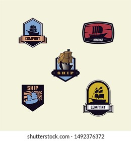 Ship Badge Logo Design Vector