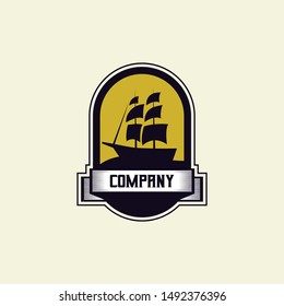 Ship Badge Logo Design Vector