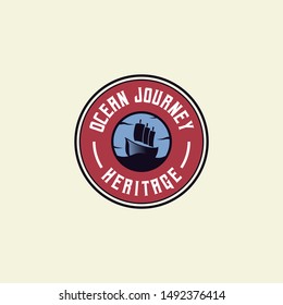 Ship Badge Logo Design Vector