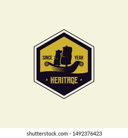 Ship Badge Logo Design Vector