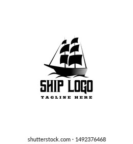 Ship Badge Logo Design Vector