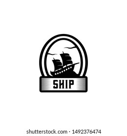 Ship Badge Logo Design Vector