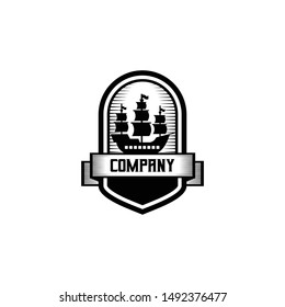 Ship Badge Logo Design Vector