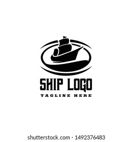 Ship Badge Logo Design Vector