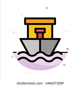 Ship, Beach, Boat, Summer Abstract Flat Color Icon Template