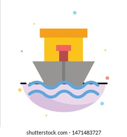 Ship, Beach, Boat, Summer Abstract Flat Color Icon Template