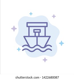 Ship, Beach, Boat, Summer Blue Icon on Abstract Cloud Background