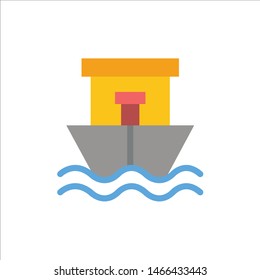 Ship, Beach, Boat, Summer  Flat Color Icon. Vector icon banner Template. Vector Icon Template background