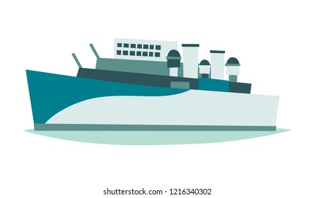 Ship Belfast London museum vector Illustration. England landmark, London symbol cartoon style. Isolated white background