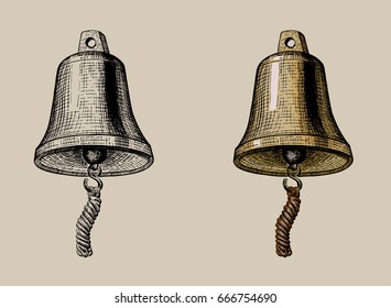 Ship Bell, Hand Ink Drawing, Vector Illustration