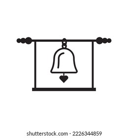 Ship bell heart alarm icon | Black Vector illustration |
